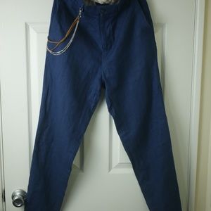 Zara Tapered Carrot Fit Cropped Pants, 29, Blue